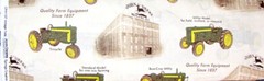 Fabric with Farm Tractors Buildings 2 Pc Lot (25″X44 & 5″X44″) Cotton Beige