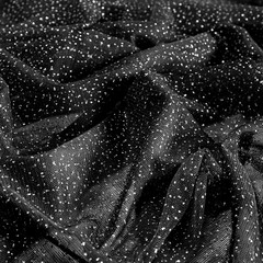 60″ Black Tulle Glitter Shiny Silver Sequins Fabric by the Yard for Bridal,Weddi
