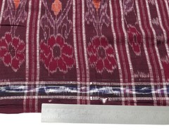 Sushila Vintage Pure Cotton Scrap Saree Hand Woven Ikat Sari 5 YD Remnant Fabric