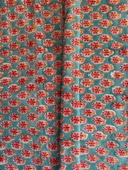 Sky Blue Floral Hand Block Print Cotton Fabric By Yard ,Quilting & Dressmaking