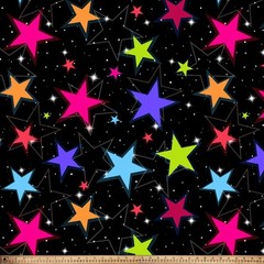 Colorful Night Stars Fleece Fabric – 60″ Wide – Sold by The Yard & Bolt