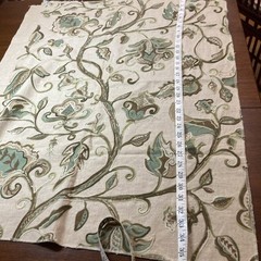 VTG Hand-Printed Crewel Fabric Sample Linen Rayon Blend Smithson Inc 35” X 26”