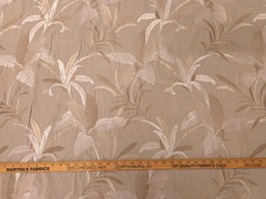 Covington BURBANK LINEN Beige Tan Tropical Plant Embroidery Drapery Fabric