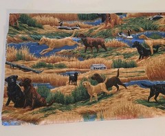 Bird Hunting Dogs Labradors Retriever Cotton Quilting Fabric 2 Pieces 21×38″
