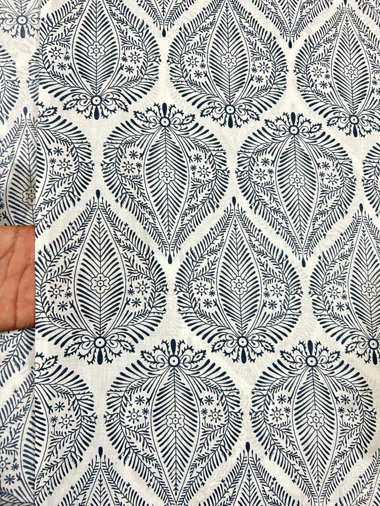 2.5 Yard Hand Block Print Handmade Cotton Indian Natural Sanganeri Print Fabric.