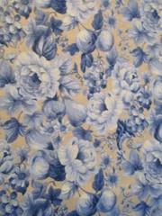 1.8 Yards New Cotton or Blend Fabric Blue Floral on a Tan Background