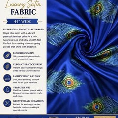 5.47 Yards of Continuous Royal Blue Luxurious Satin Fabric