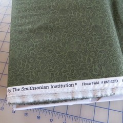 Yard ~ Smithsonian Wild Flowers Silhouette, Green~ $3.99 Ships ANY Amount Fabric