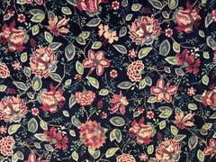 Fine Cotton Corduroy Fabric Multicolor Floral On Black Background 50″ x 43″