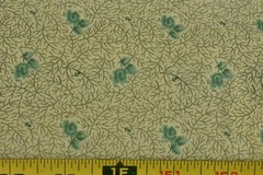 By 1/2 Yd, Green Leaves on Golden-Tan Quilt Cotton, David Textiles, V474