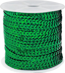 Green 6Mm Crafts round Flat Sequin Strip Trim on Strings for Crafts, Fringe, and