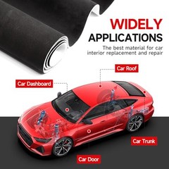 Suede Auto Headliner Fabric with Foam Backing – Interior 54″ L × 60″ W 1 Black