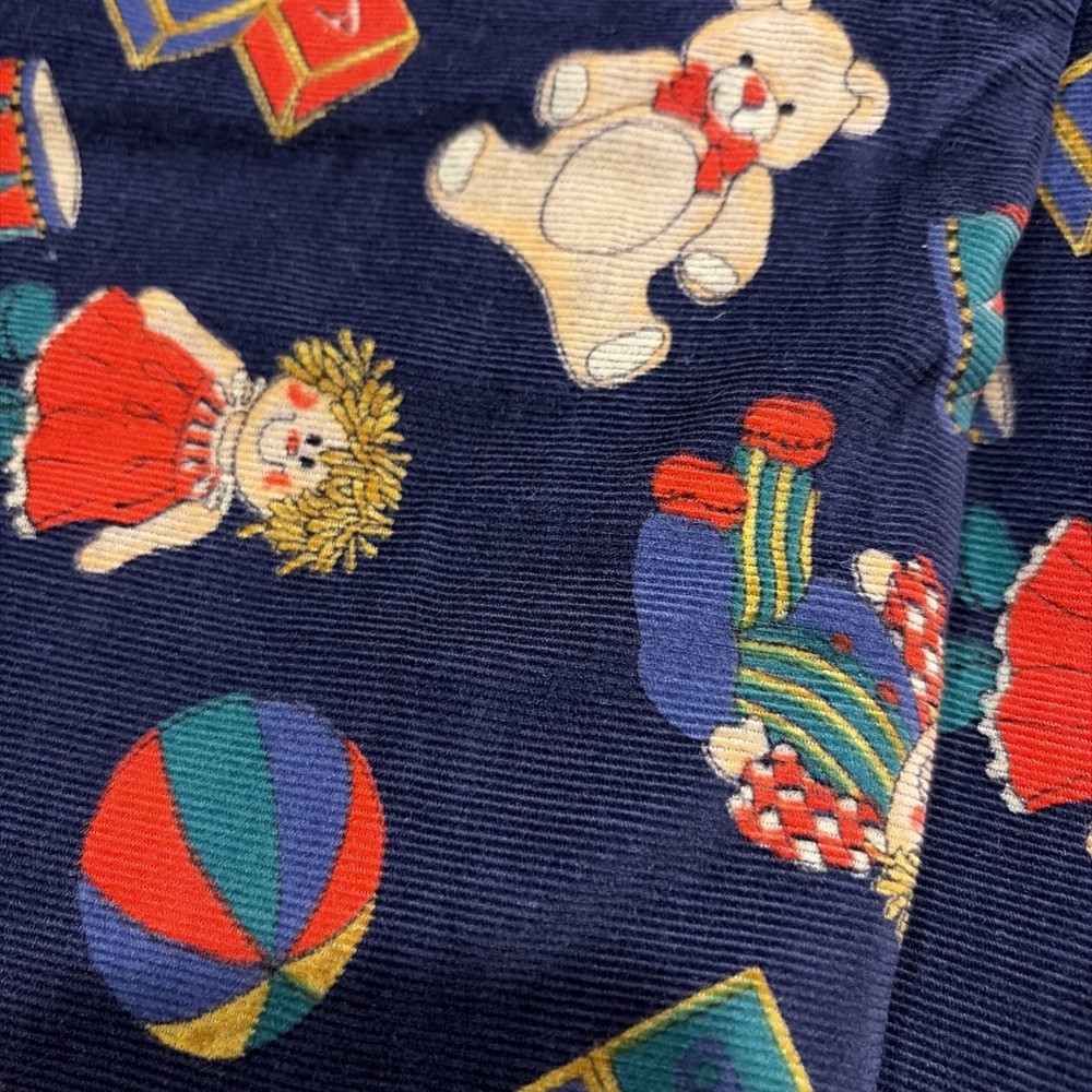 3 7/8 yds Navy Corduroy Cotton Children’s Print Teddy Bear Blocks Dolls