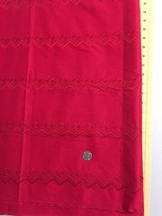 2.6 yd x 50″ RED Embroidered Stripe Border Fabric Cotton Blend Dress Decor
