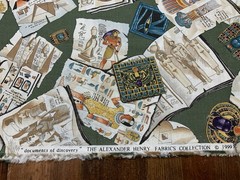 Vtg 1999 Alexander Henry Egyptian Fabric Documents History Scroll Pyramid 1 Yard