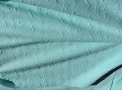 MINT GREEN LETTERS POLYESTER DOUBLE KNIT FABRIC NO STRETCH 3 YARDS