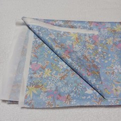 One-way Stretch Knit Fabric Lt Blue With Pastel Ditsy Floral Pattern 30″ Remnant