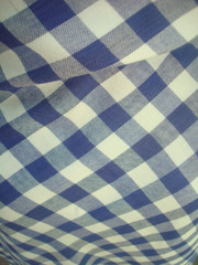Vintage Check Blue White Viscose Fabric,Natural Fabric for Craft Apparel Fabric