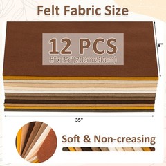 12 Rolls 8″x35″(20.5x90cm) 1.4mm Thick Soft Felt Fabric Sheet 12 Assorted Bro…
