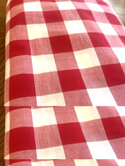 Vintage Buffalo Picnic Plaid Check Fabric Red & White 5.5+ Yards 1960s Era Uncut