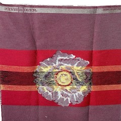 square by design Flower Woven Fabric Panel Embroidered Tapestry. Brand New. Tan