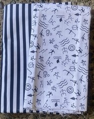 Lot Of 5 Black & White Fabrics Plus 3 FQ -Rock Carved Men- Approx 4 1/2 Yards