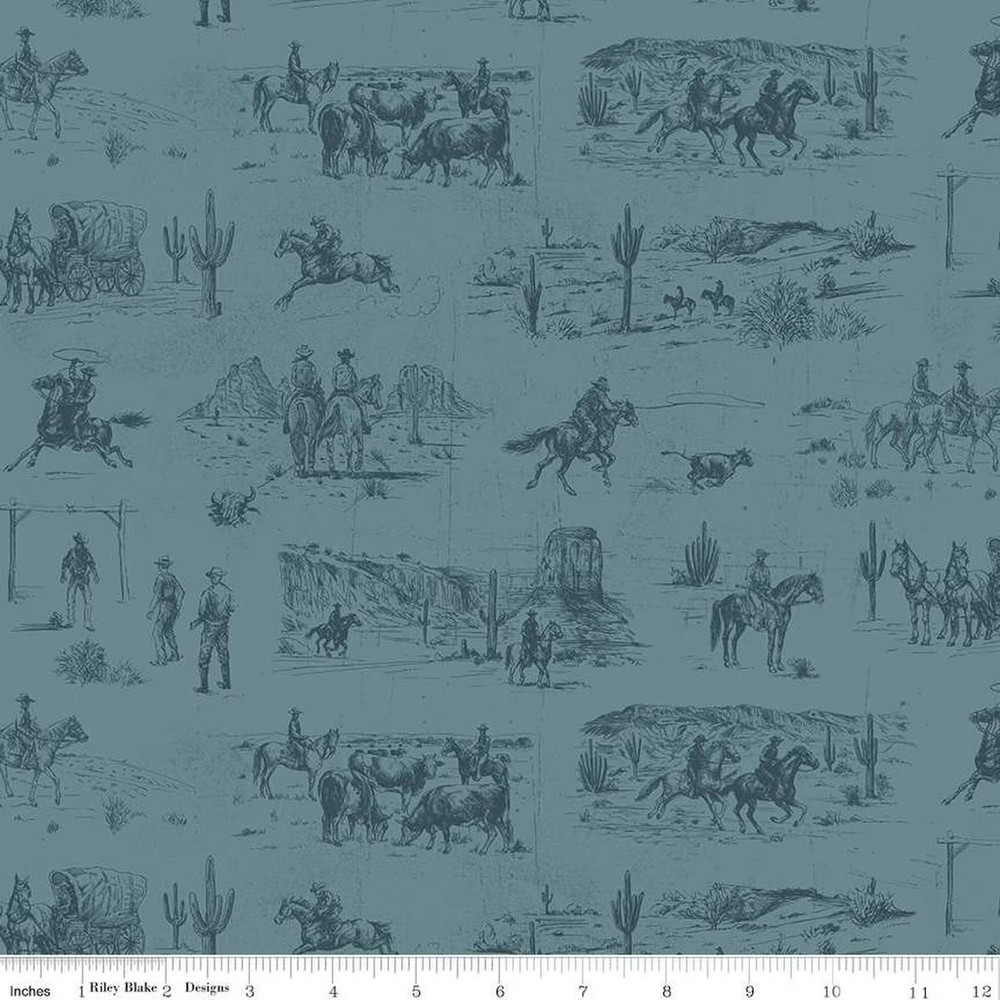 John Wayne American West Main Denim Cotton Fabric