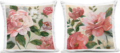 Pink Spring Flower Outdoor Pillow Set of 2 by Nan