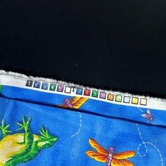 Vintage Cotton Fabric VIP CRANSTON PRINT WORKS Blue FROG and DRAGONFLY 46 x 37
