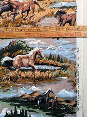 Fabric – VTG Fabri-Quilt Natures Corner Equestrian WASHED Cotton BTY 36″ x 41″ W