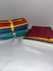 Lot Of 15 Fat Quarters Batik Primary Colors And Turquoise Teal