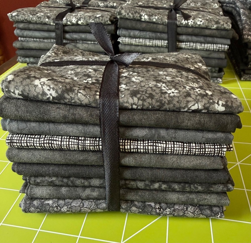 All Black Fat Quarter Bundle 9 Different Designs