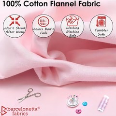 Baby Pink 100% Cotton Flannel Fabric 2 Yards 180GSM Solid Sewing Craft