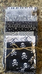 Lot Of 4 Black & White Fabrics Plus 5 FQ – 3 1/2 Yards-Skull Spider Webs