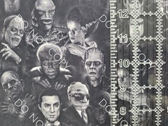 Custom 100% Cotton Woven Fabric Black And White Horror By The 1/4 Yard 9×56