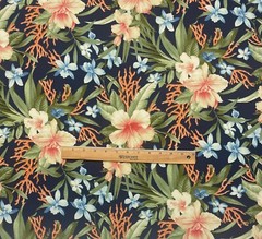 TOMMY BAHAMA LE MAR INK BLUE FLORAL OUTDOOR INDOOR MULTIUSE FABRIC BTY 54″W