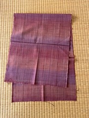 Japanese Vintage Indigo Kasuri Tsumugi Kimono Fabric Silk Pink Check pattern