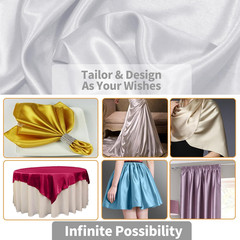 White Satin Fabric by the Yard, 1 Yard X 60 Inch Wide Silky Charmeuse Satin Fabr