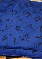 Rare Blue Corduroy Fabric With Power Tools Screen Print BTY x 60″