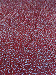 Slinky Flowing Dress Apparel Fabric Red Print Polyester Crinkles Curves 7 yd
