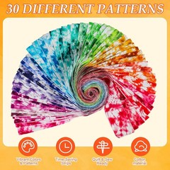 60 PCS Valentines Quilting Fabric Roll 2.6×40 Inch Cotton Strips Tie Dye