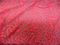 Discount Fabric Stretch Mesh Lace Pink Embroidered Butterflies Sheer B204
