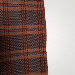 Vintage 1970s Plaid Herringbone Fabric 1.55 Yards 60″ Wide Orange Brown Suiting