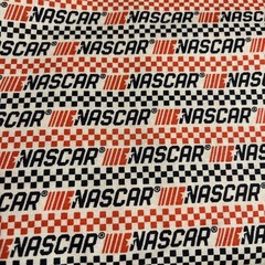 NASCAR White Black Cotton Fabric, Fat Quarter, FQ 18″ Long x 21″