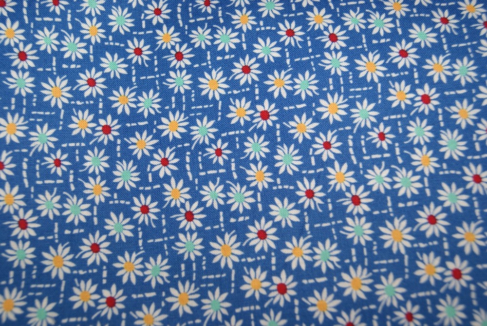 1 Yd Aunt Grace Judie Rothermel Marcus Blue Bkgd Flowers Quilt Top Fabric