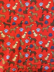 Cotton Dogs With Bandanas Dog Fabric Cotton Snuggle Flannel On Red 44 x 2 Yards