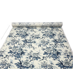 COVINGTON JAYDEN 593 INDIGO LARGE FLORAL VINE LINEN MULTIUSE FABRIC BY YARD 54″W