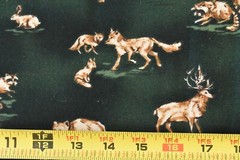 By 1/2 Yd, Tan Animal Families on Hunter-Green Flannel/Kaufman/Barn Dandys,P4175