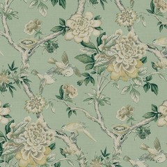 Chinoiserie Waverly Mudan Cotton Fabric in Julep, 2 Yards Plus 4 In & Remnants