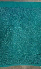Thea TEAL Geometric Sequins Diamond & Stripes on Poly Spandex Fabric by the Yar